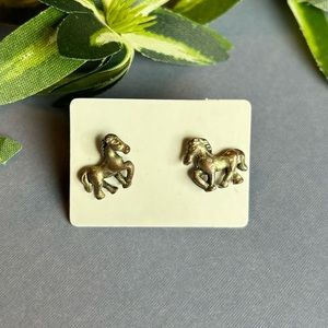 Vintage Silver Horse Stud Earrings